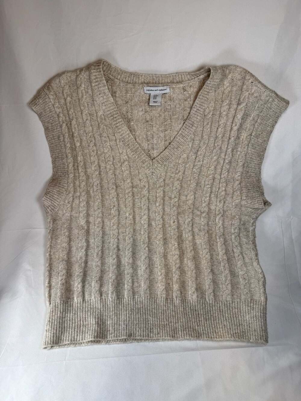 Cupcakes and Cashmere Women's V-Neck Cable Knit Sweater Vest